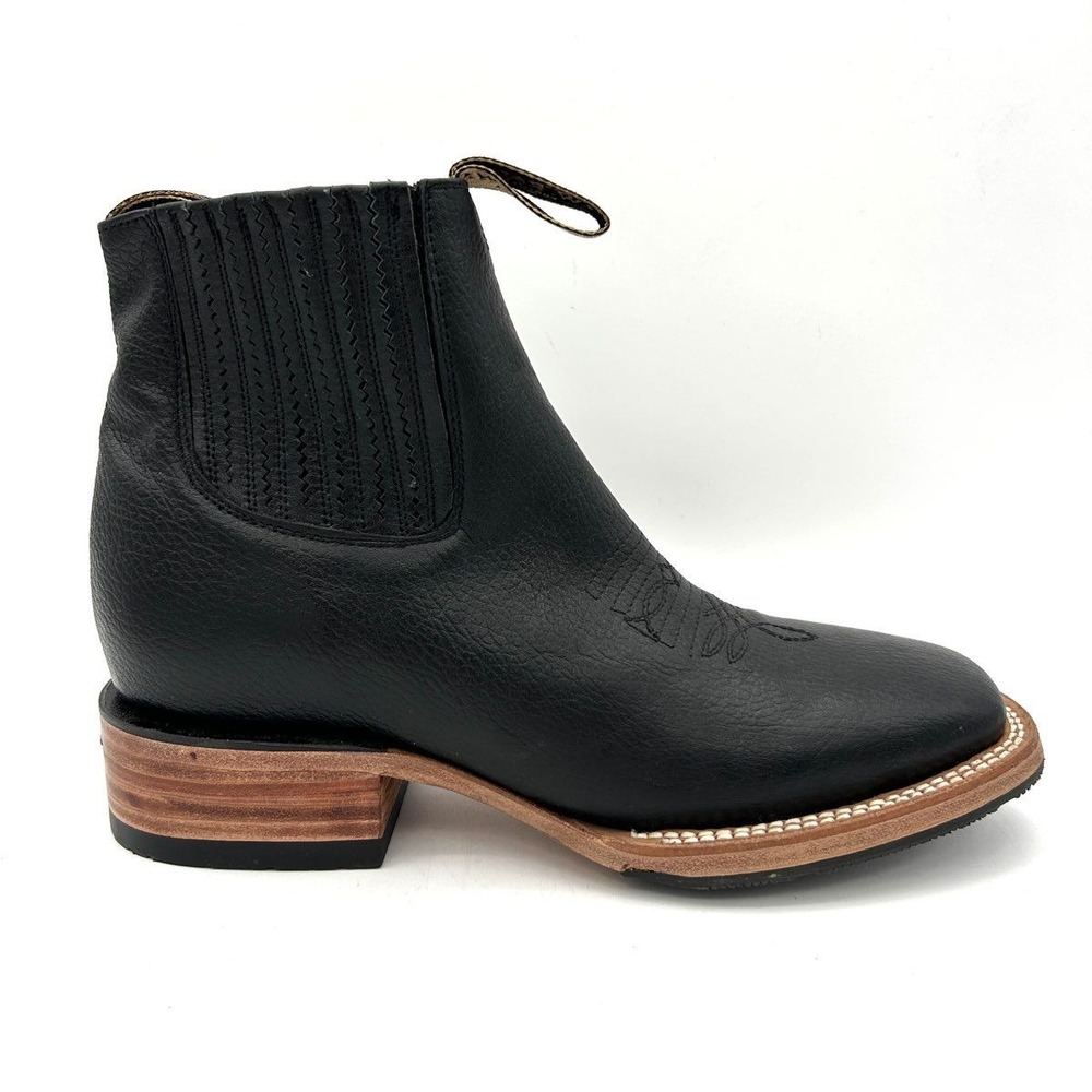 JW Ranch Black Leather Square Toe Romeo Chelsea Western‎ Boots Men's Size 8